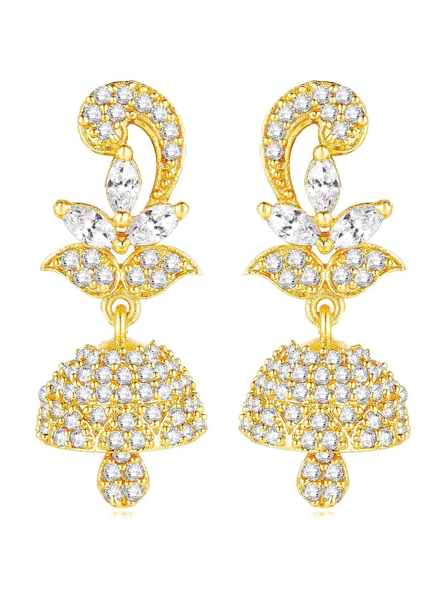 Radiant Glow Blush Elegance Jhumki - White