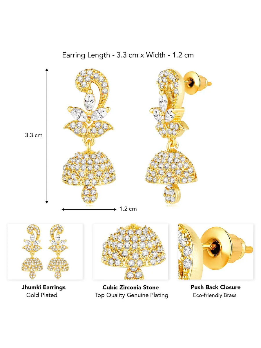 Radiant Glow Blush Elegance Jhumki - White