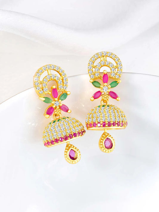 Glamorous Charm Jhumki Earrings by Peora | Elegant Indian Jewellery

