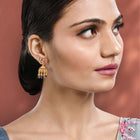 Charmed by Color CZ Jhumki Earrings - Rani Pink Green