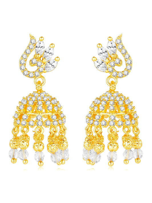 CZ Jhumki Earrings by Peora | Sparkling Stone Jewellery for Every Occasion

