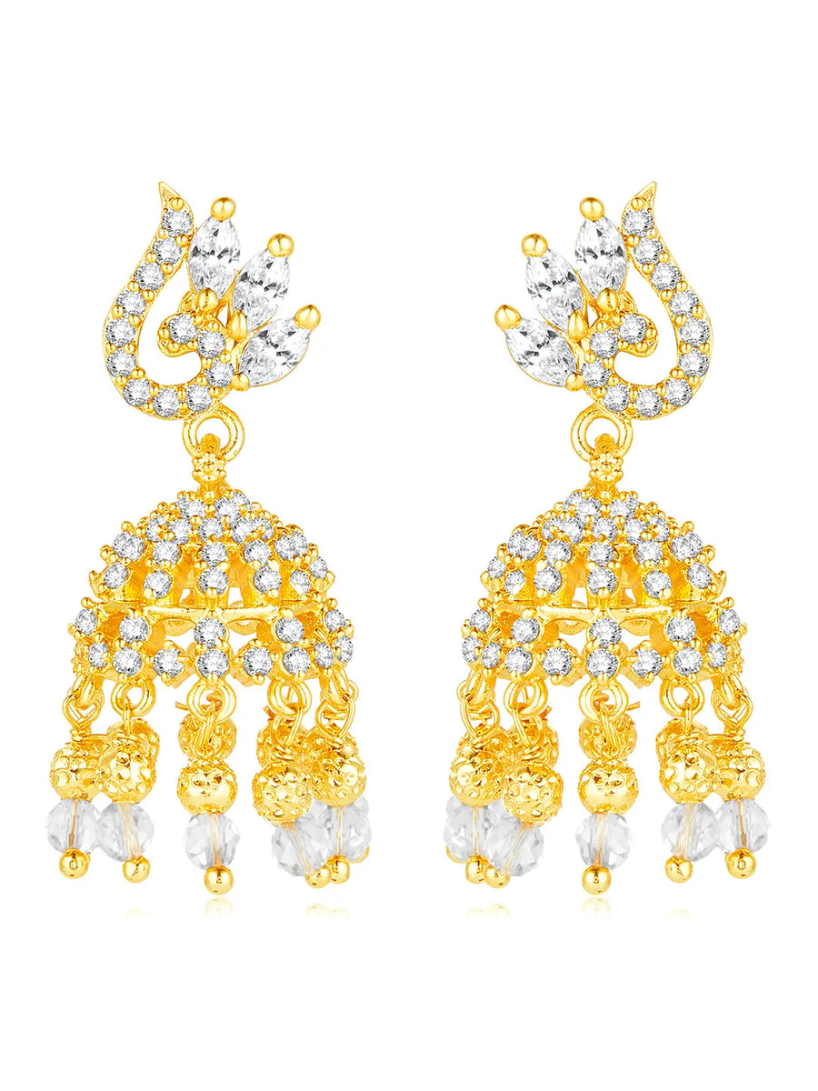 CZ Jhumki Earrings by Peora | Sparkling Stone Jewellery for Every Occasion

