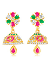 Dazzling Duo CZ Jhumki by Peora | Statement Ethnic Jewellery

