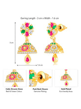 Dazzling Duo CZ Jhumki by Peora | Statement Ethnic Jewellery

