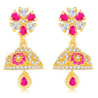 Dazzling Duo CZ Jhumki by Peora | Statement Ethnic Jewellery

