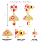 Dazzling Duo CZ Jhumki by Peora | Statement Ethnic Jewellery

