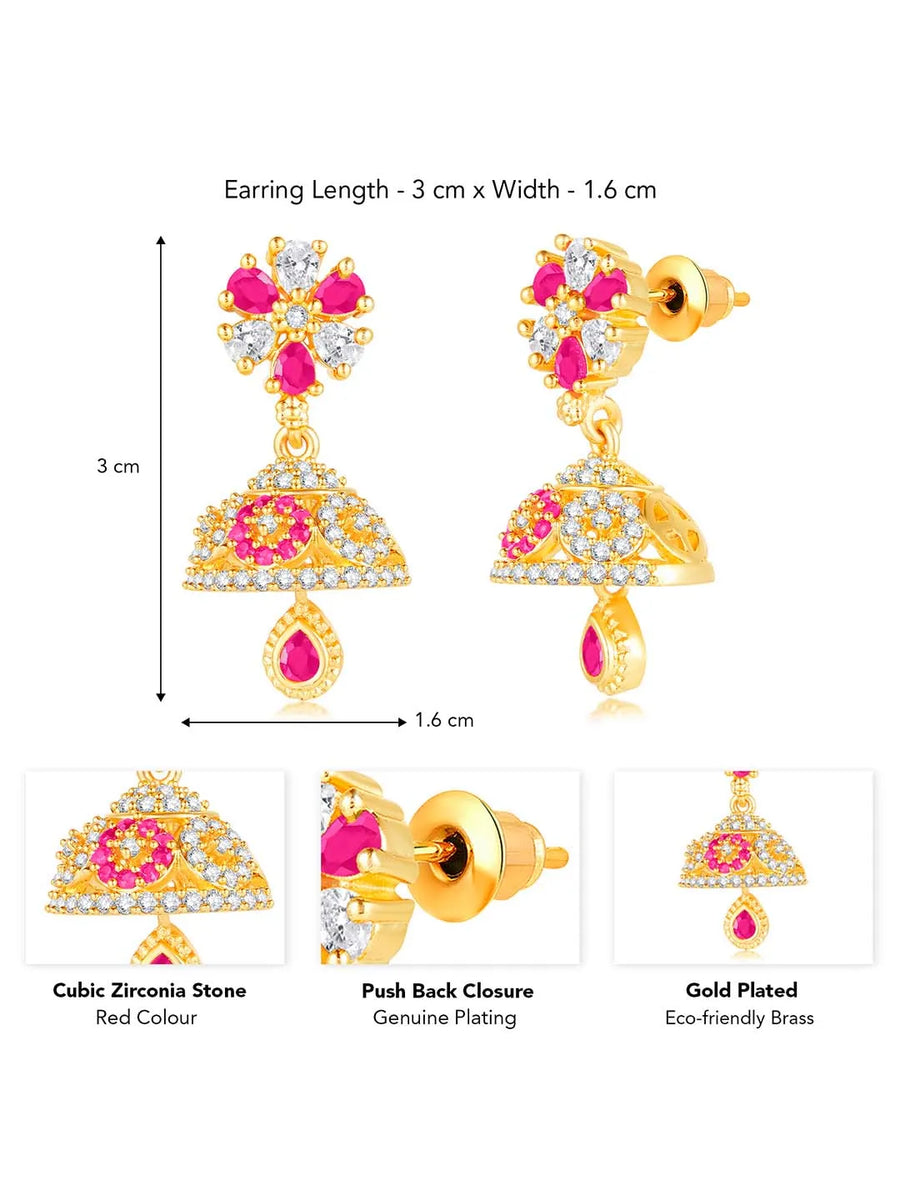 Dazzling Duo CZ Jhumki by Peora | Statement Ethnic Jewellery

