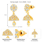Dazzling Duo CZ Jhumki by Peora | Statement Ethnic Jewellery

