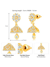 Dazzling Duo CZ Jhumki by Peora | Statement Ethnic Jewellery

