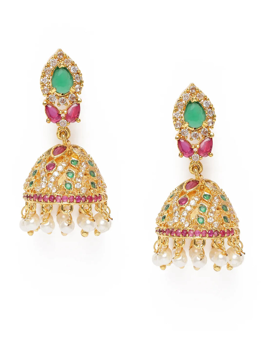 Beautifully Embellished Pearl Jhumkas