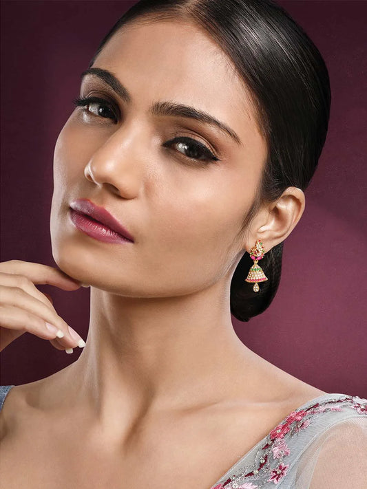 Elegant Duo CZ Jhumki Earrings | Peora Jewellery

