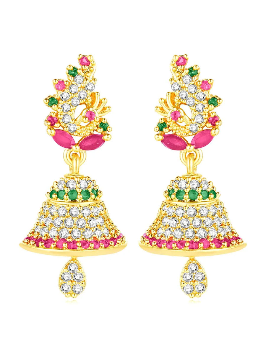 Elegant Duo CZ Jhumki Earrings | Peora Jewellery

