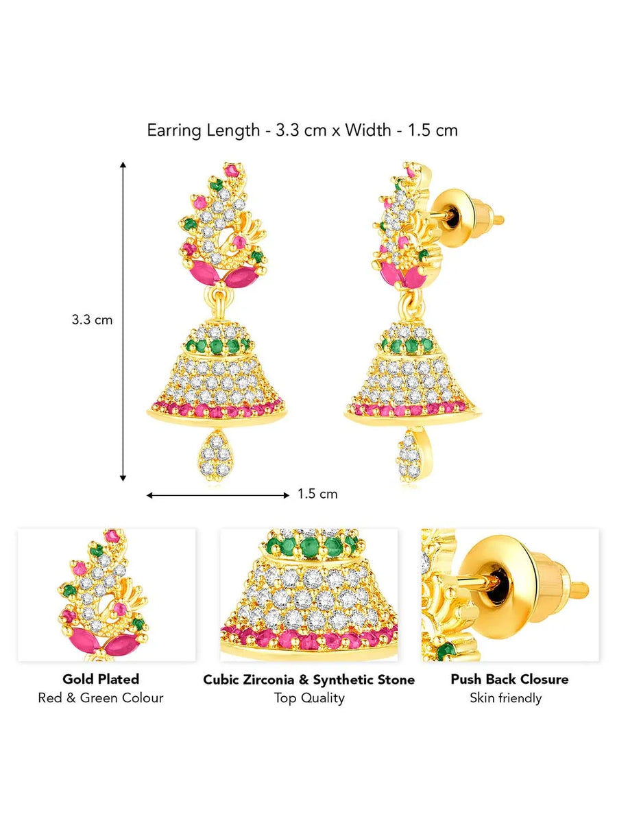 Elegant Duo CZ Jhumki Earrings | Peora Jewellery

