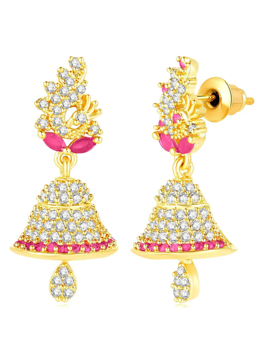Elegant Duo CZ Jhumki Earrings | Peora Jewellery

