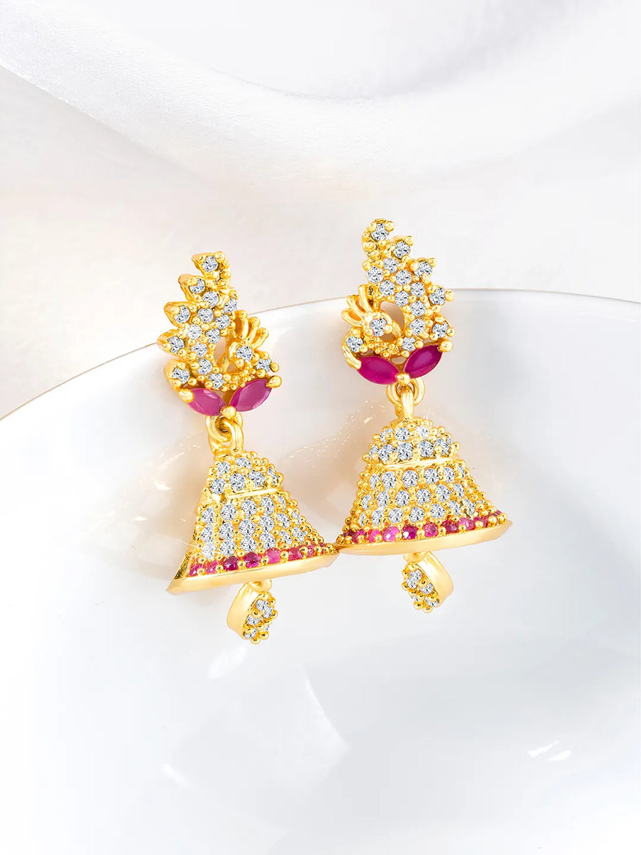 Elegant Duo CZ Jhumki Earrings | Peora Jewellery

