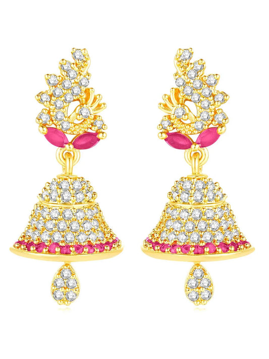 Elegant Duo CZ Jhumki Earrings | Peora Jewellery

