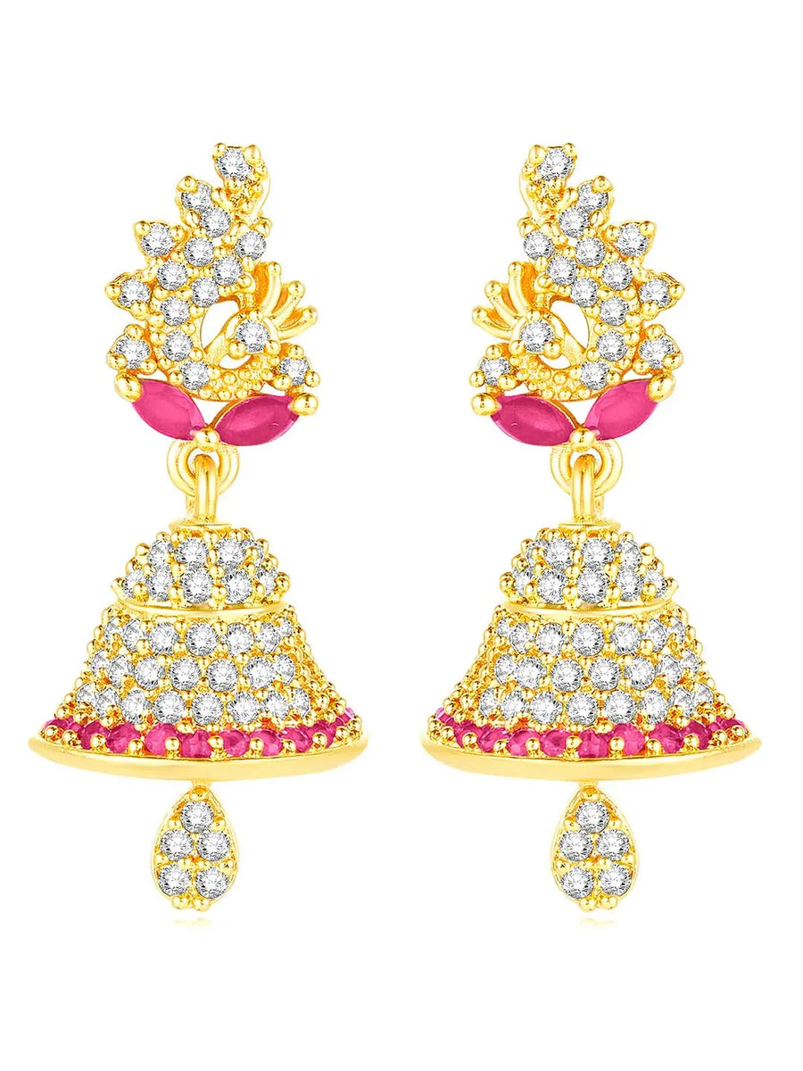 Elegant Duo CZ Jhumki Earrings | Peora Jewellery

