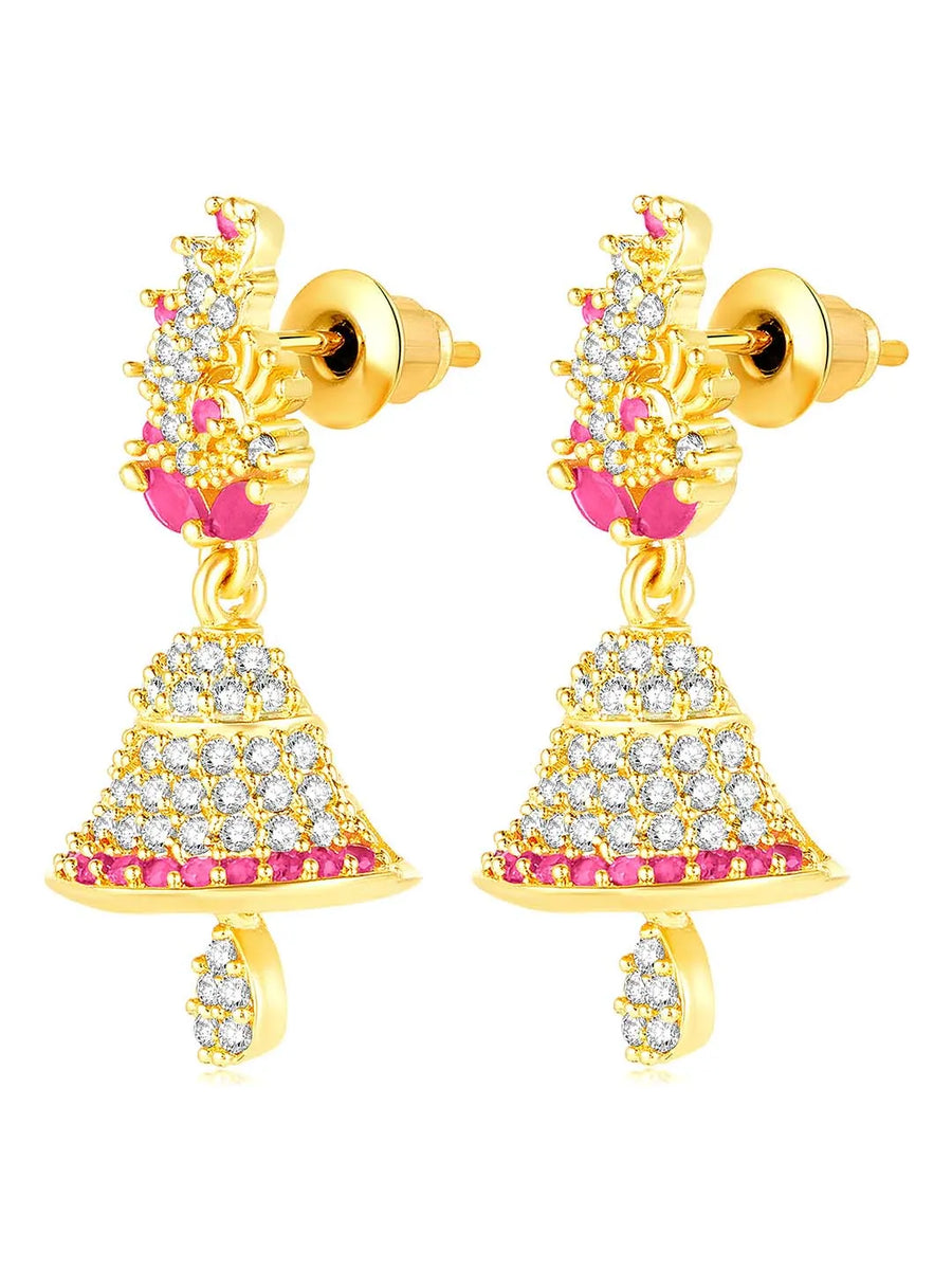 Elegant Duo CZ Jhumki Earrings | Peora Jewellery

