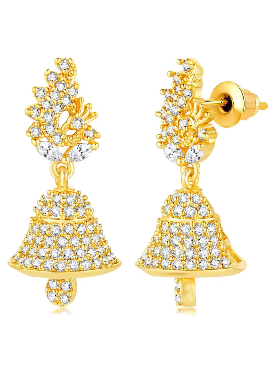 Elegant Duo CZ Jhumki Earrings | Peora Jewellery

