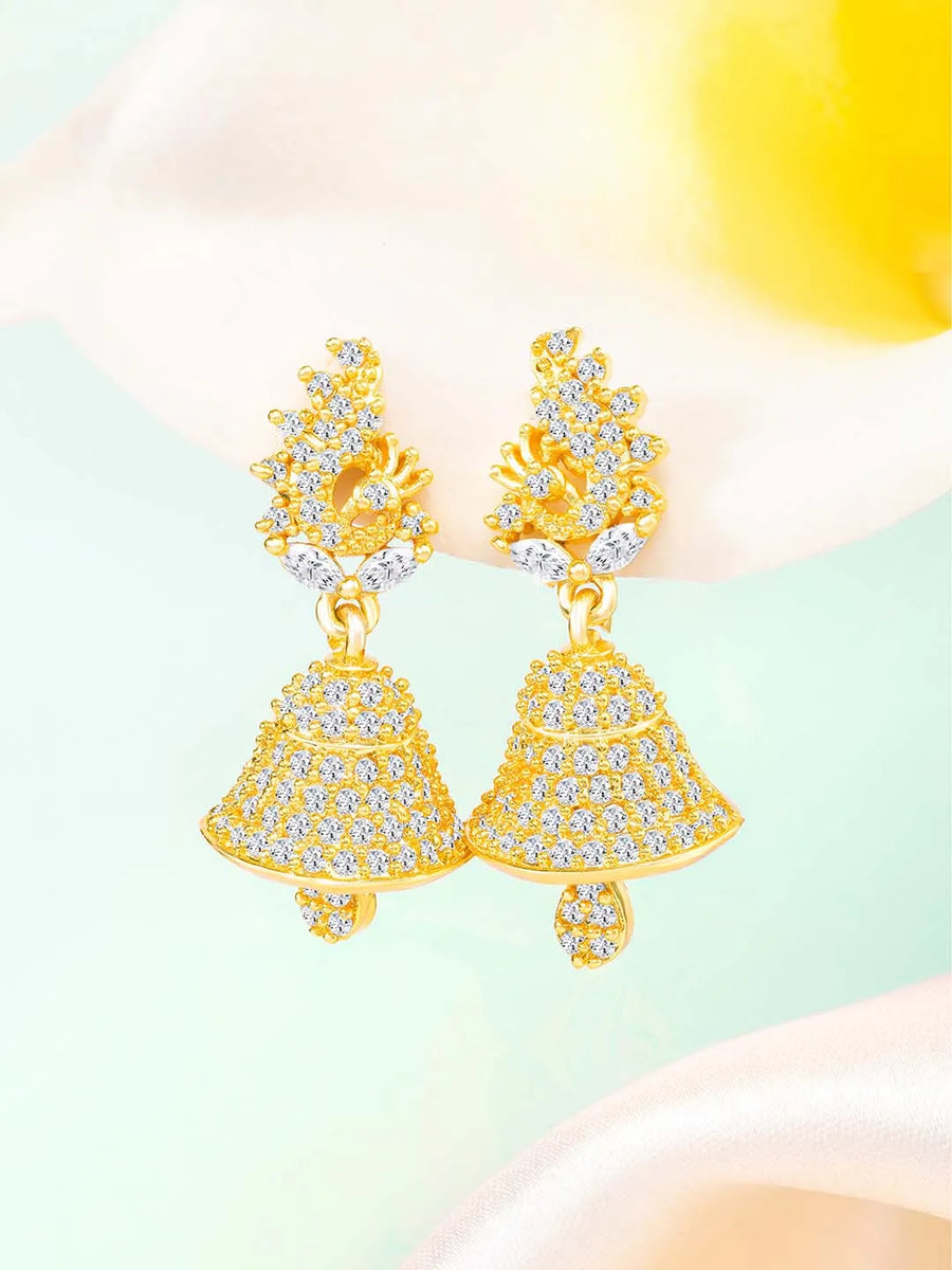 Elegant Duo CZ Jhumki Earrings | Peora Jewellery

