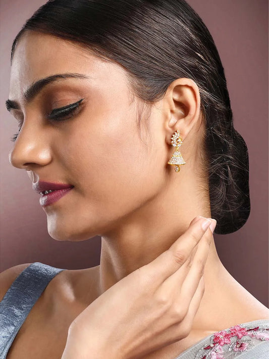Elegant Duo CZ Jhumki Earrings | Peora Jewellery

