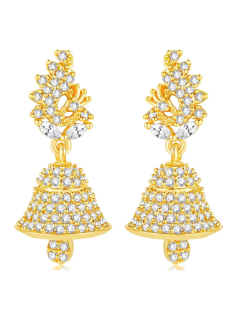 Elegant Duo CZ Jhumki Earrings | Peora Jewellery

