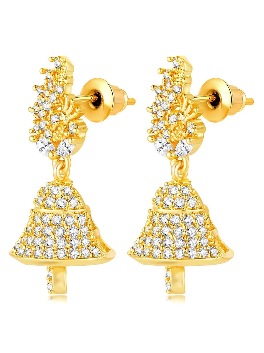 Elegant Duo CZ Jhumki Earrings | Peora Jewellery

