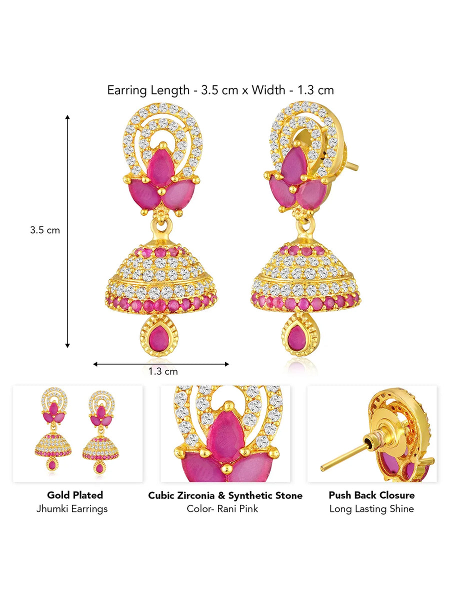 CZ Jhumka Drops | Sparkling & Stylish Ethnic Wear – Peora