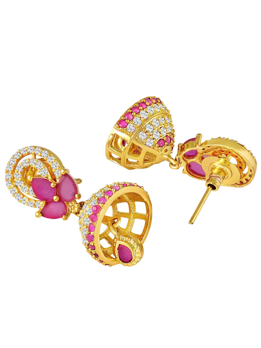 CZ Jhumka Drops | Sparkling & Stylish Ethnic Wear – Peora