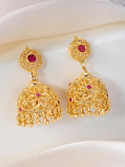 Classic Crystal Ethnic Jhumka Earrings