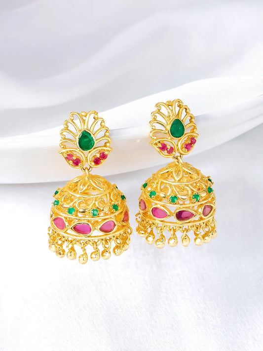 Traditional Crystal Jhumka Earrings