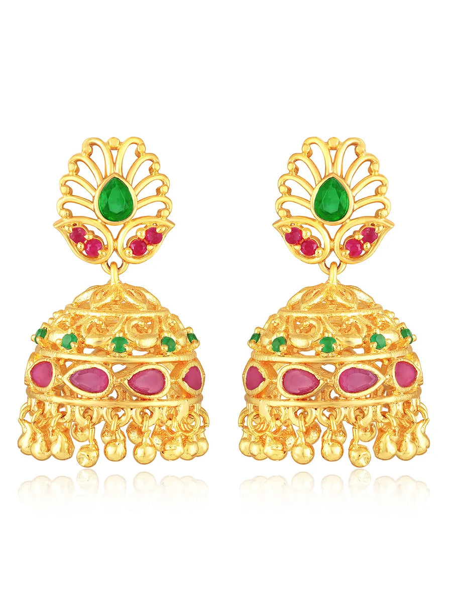 Traditional Crystal Jhumka Earrings