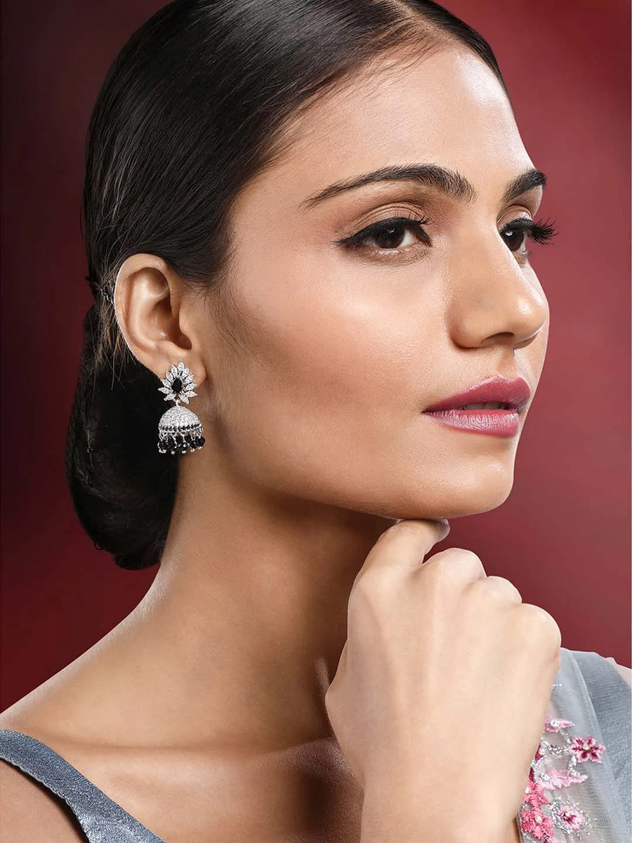 Sparkling CZ Jhumki Earrings | Find Your Pair at Peora Jewellery

