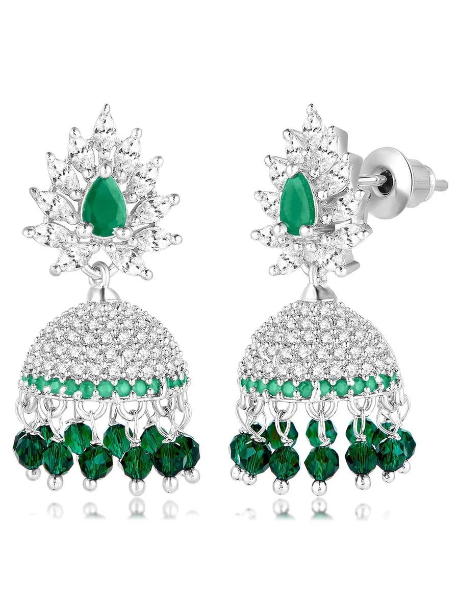 Sparkling CZ Jhumki Earrings | Find Your Pair at Peora Jewellery

