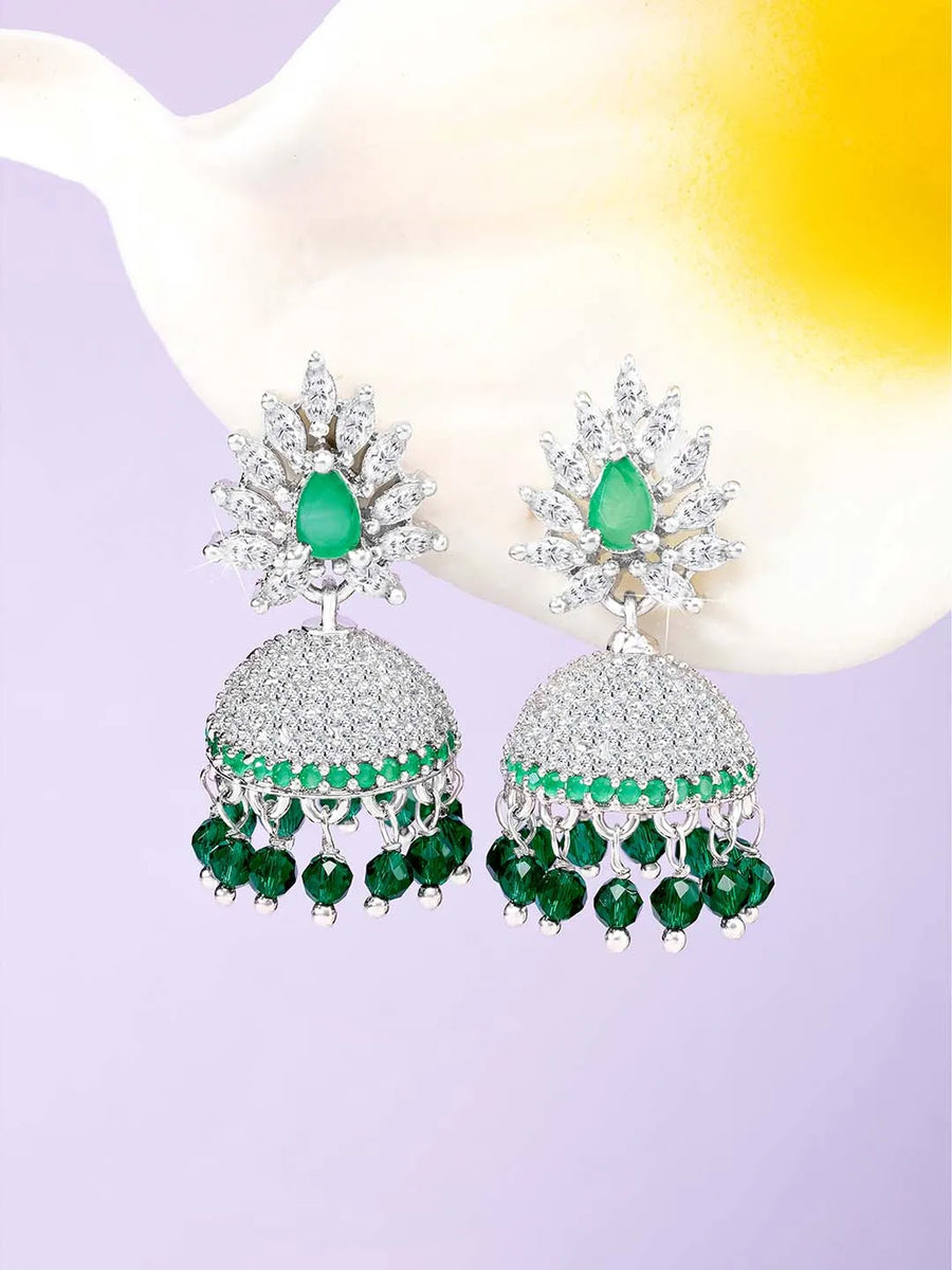 Sparkling CZ Jhumki Earrings | Find Your Pair at Peora Jewellery

