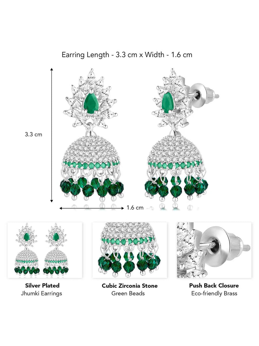 Sparkling CZ Jhumki Earrings | Find Your Pair at Peora Jewellery

