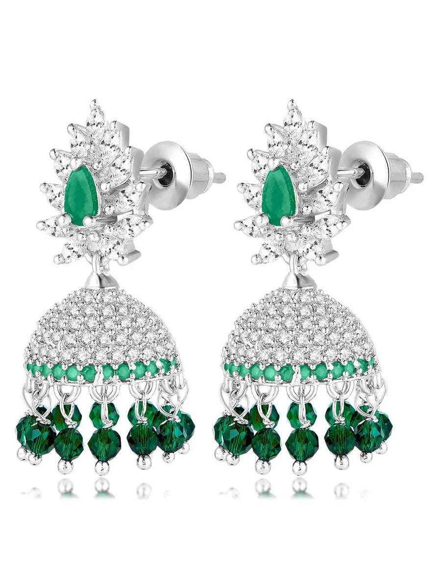 Sparkling CZ Jhumki Earrings | Find Your Pair at Peora Jewellery

