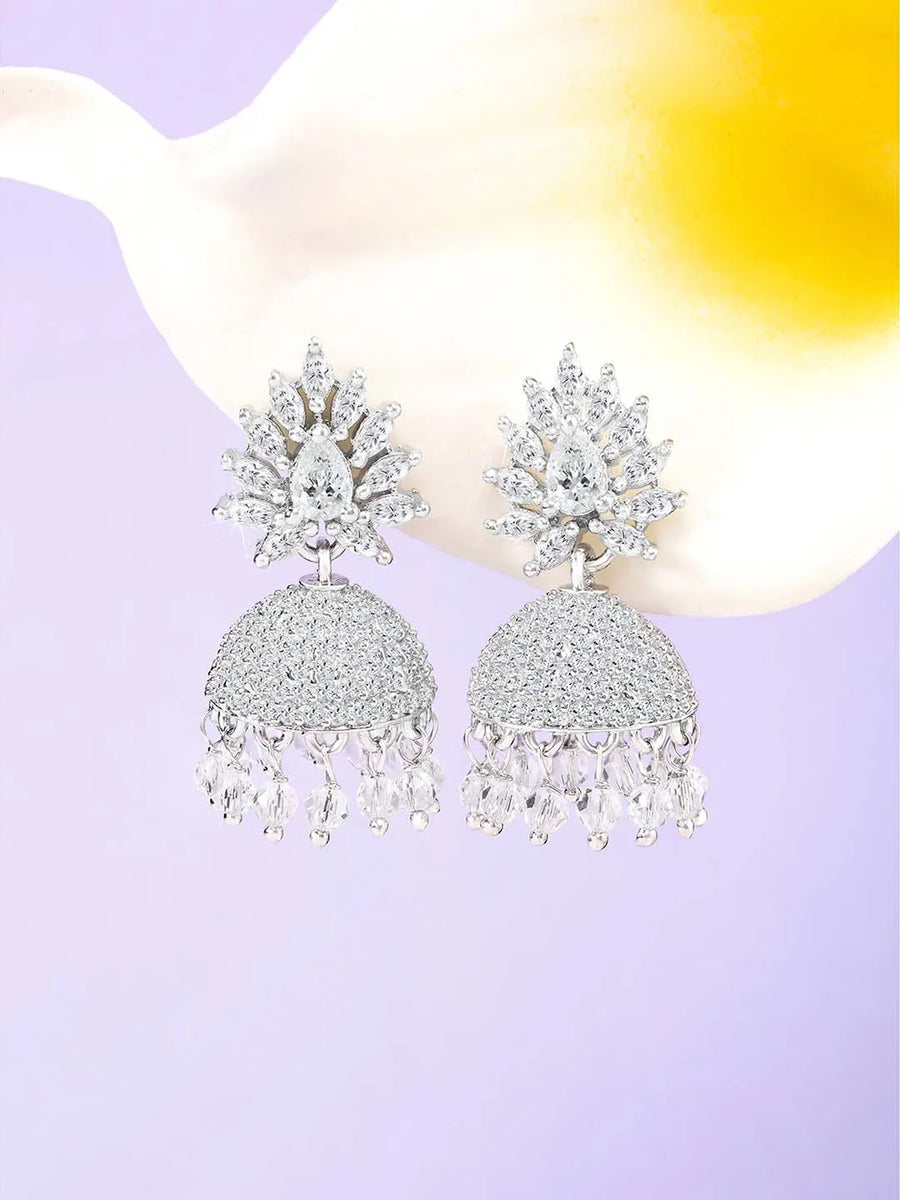 Sparkling CZ Jhumki Earrings | Find Your Pair at Peora Jewellery

