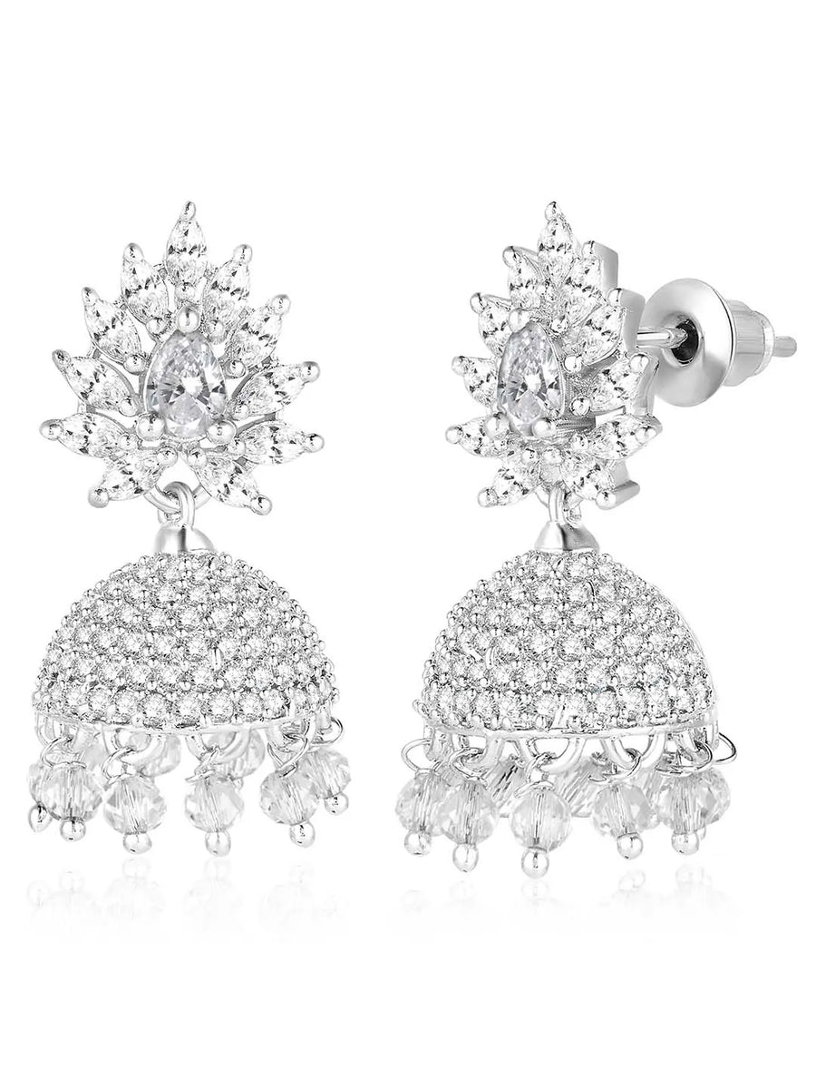 Sparkling CZ Jhumki Earrings | Find Your Pair at Peora Jewellery


