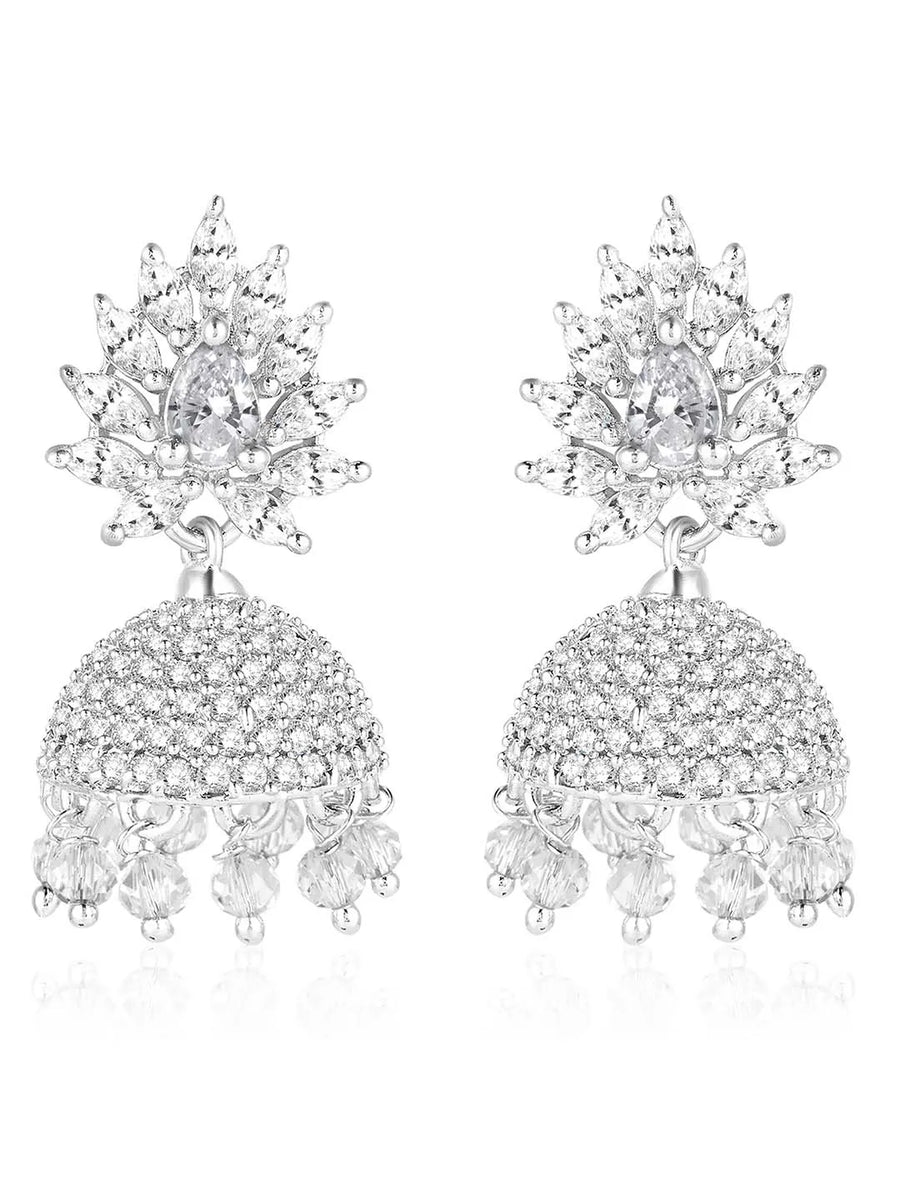 Sparkling CZ Jhumki Earrings | Find Your Pair at Peora Jewellery

