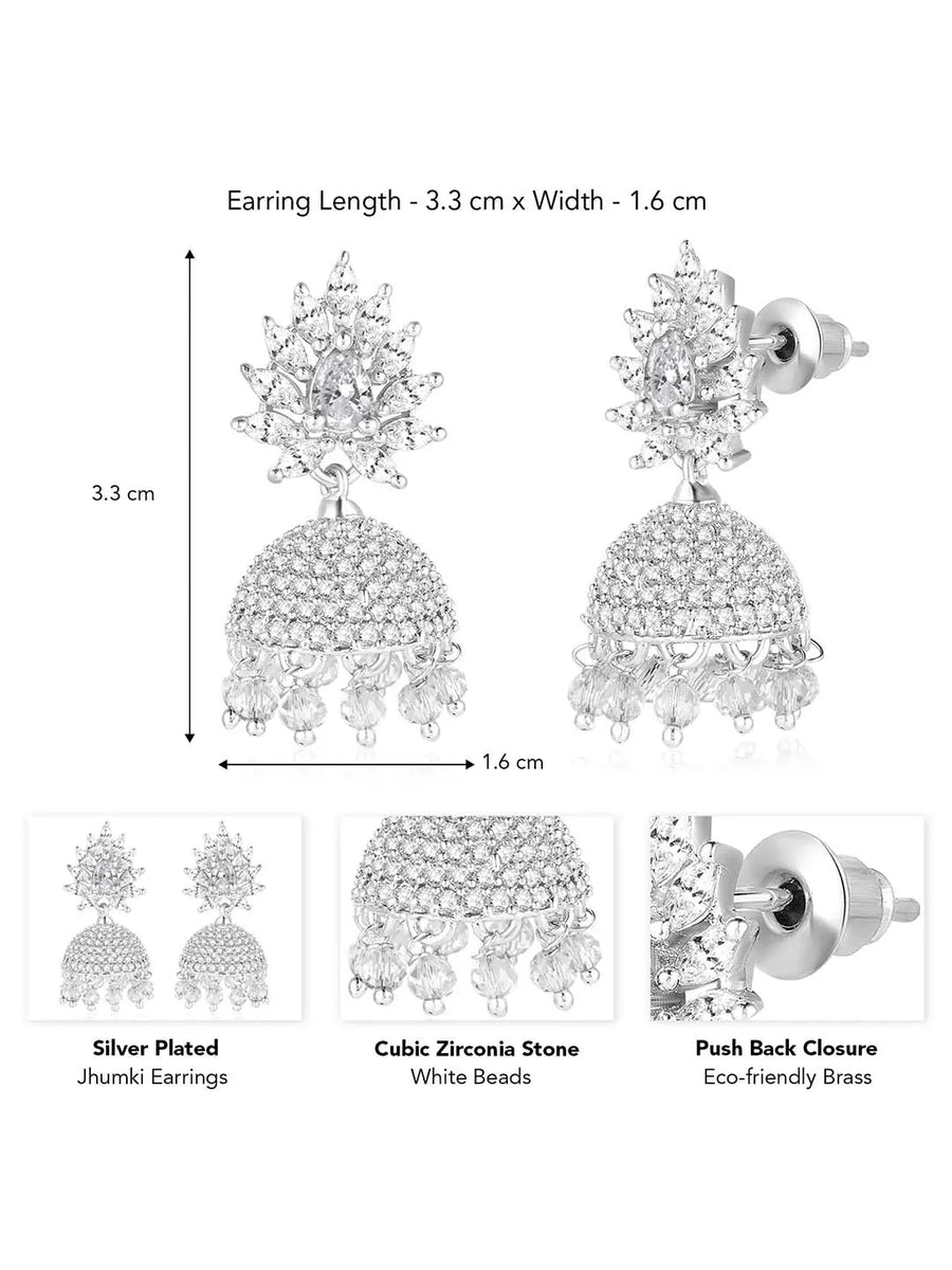 Sparkling CZ Jhumki Earrings | Find Your Pair at Peora Jewellery

