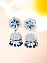 Enchanted Grove CZ Jhumki - Silver Blue
