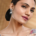 Exquisite Azure Elegance CZ Jhumki - Black