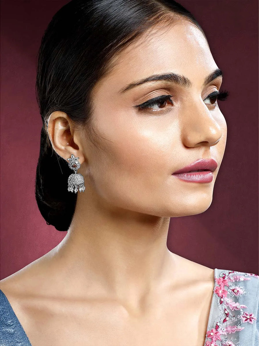 CZ Jhumki Earrings – Traditional CZ Jewellery by Peora