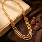 Peora Royal Pearl Layered Mala With Jhumka Set