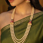 Peora Royal Pearl Layered Mala With Jhumka Set
