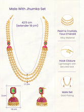 Peora Royal Pearl Layered Mala With Jhumka Set