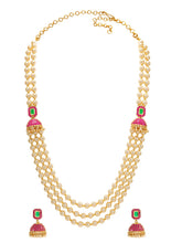 Peora Royal Pearl Layered Mala With Jhumka Set