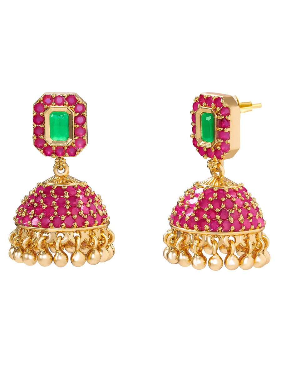 Peora Royal Pearl Layered Mala With Jhumka Set