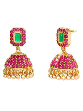 Peora Royal Pearl Layered Mala With Jhumka Set
